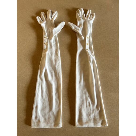 Vintage 1950s–60s White Opera Gloves with Pearl Buttons Size Small - Picture 2 of 8